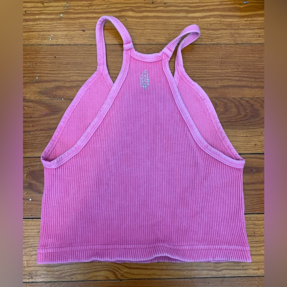 Free People Movement Happiness Runs Cropped Ribbed Tank Pink Sz XS - Picture 2 of 3